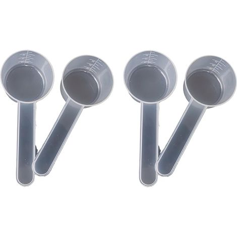 Lot de 4 cuillères doseuses de 50 ml - Transparentes - Avec graduation - Pour la pâtisserie, la cuisine, le café, la lessive en poudre de protéines