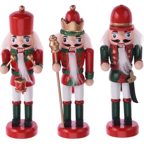 Schiaccianoci pensili per Albero di Natale in legno per decorazioni natalizie set da 3 -Bianco (1/4)