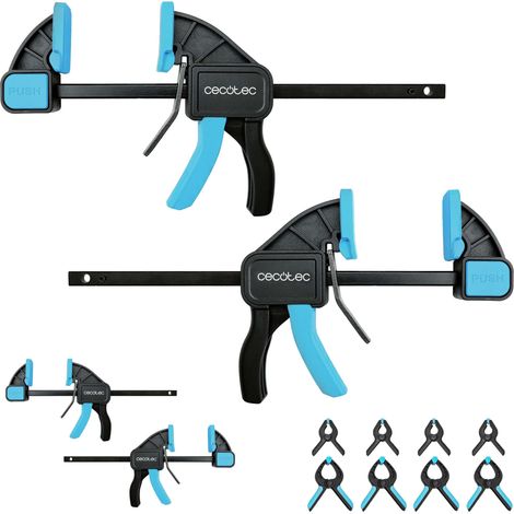 Serre-joints à Barre 12 Pièces StrongComfort 740 Instant Evolution. Déverrouillage Rapide, Jusqu'à 70 kg de Force, Tête Easy-Click Bidirectionnelle, Acier Trempé, 8 Pinces avec Patins (1/5)