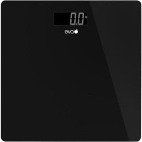 Kaufgut 033709 EVA Bilancia Pesapersone Elettronica Vetro Temperato 180 Kg Precisione 50 g Display LCD Step-on colore Nero