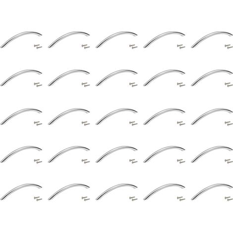 Emuca Lote de 25 tiradores para mueble Utiel, L190mm, intereje 160mm, Acero, Níquel satinado