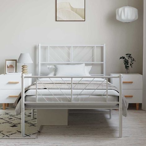 vidaXL Estructura cama sin colchón con estribo metal blanco 100x190 cm (1/5)