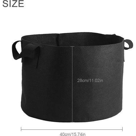 Sac de culture noir pour plantes, légumes et fleurs, aération, pot de plantation (10 gallons, 28 x 40 cm) (1/5)