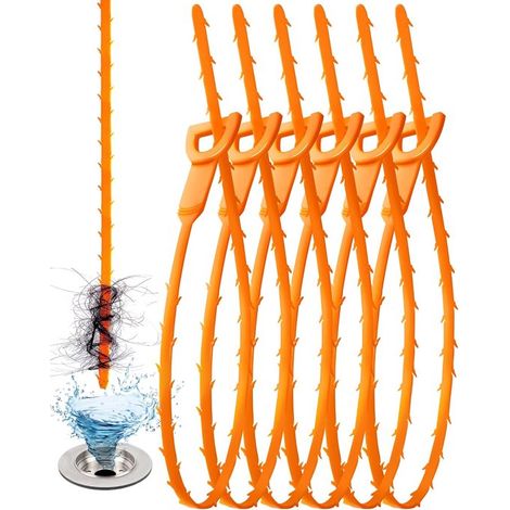 51 cm Abflussreiniger 6-teilig Reinigt Abflüsse und entfernt Haare Haarentferner für Abflüsse Abflussreinigungsstab Reinigt Abflüsse einfach und (1/5)