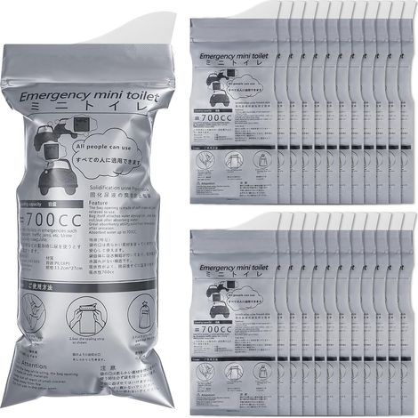 Sacs à Urines, Sacs d'Urine Jetables, Sac Urinaire Jetables d'urgence, D'urinoir Jetable, pour Homme, Femme, Enceinte, Patient, Enfants, Voyage, Voiture, Camping, Randonnée, Gris