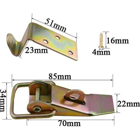 Fermoir a Levier 4 Pièces Fermeture à Ressort Loquet Bascule Petit Verrou de Tension Serrure à Pression Serrure à Levier Serrure de Boîte Fermoir en Acier Inoxydable pour Coffret Boîte