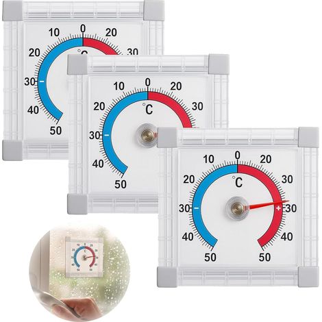 Lot de 3 Thermomètre de Fenêtre, Thermometre Exterieur Résistants aux Intempéries, Mesure Précise (7,5 x 7,5 cm) (1/5)