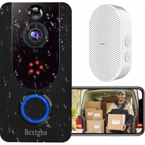 Wireless Doorbell with Camera, Wireless Video Doorbell, 1080P FHD Resolution, PIR Motion Detection, Clear Night Vision, IP66 Waterproof, 5200mAh Battery, Free Cloud Storage (1/5)