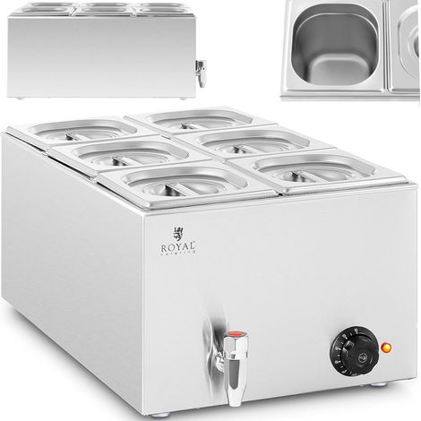 Bain Marie Warmhaltebehälter Speisenwärmer Ablasshahn 600 W 6 GN 1/6 (1/5)