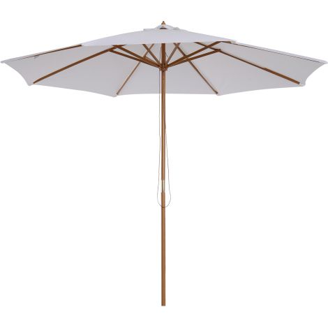 Ombrello parasole in legno 300 cm parasole per patio parasole per terrazzo bamboo color bianco crema
