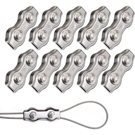 10 Stück Duplex-Klemmen M5, Drahtseilklemmen aus Edelstahl 304 für 5-mm-Drahtseil-Takelage (1/5)