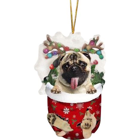 Ornement De Noël Chien - Décoration Arbre De Noël En Plastique - Pour Intérieur Extérieur Voiture - Lot De 1 Pièce (1/2)