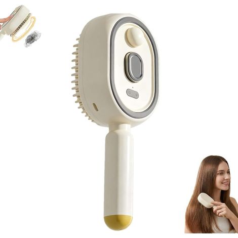 Brosse lissante à spray, peigne lissant automatique sans fil – Portable, antistatique, réduit les frisottis, lisse et nourrit les cheveux – Beige (1/5)