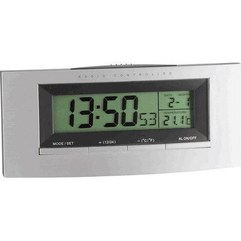 TFA Dostmann 98.1030 Funk Wecker Silber, Schwarz (1/2)