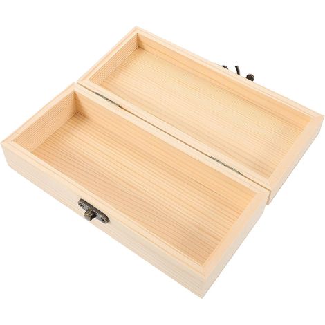 Petite Boîte en Bois Artisanale Rectangulaire avec Couvercle à Charnière, Surface Non Vernie, pour Bijoux et Projets D'artisanat DIY (1/5)