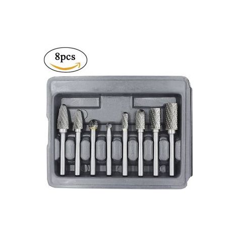 8 fraises en carbure double filet – Polissage de métal et de bois – Lime rotative pour sculpture et ébavurage (1/5)