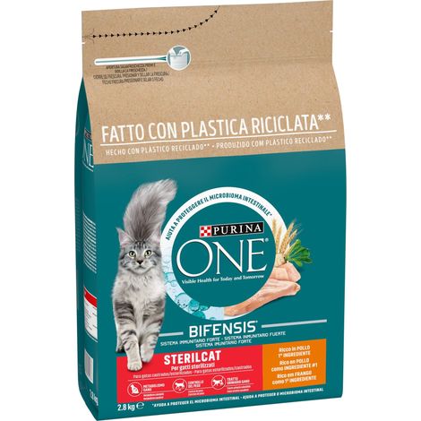 Purina ONE Bifensis Crocchette Gatto Sterilizzato Pollo, Sacco da 2,8kg (1/5)