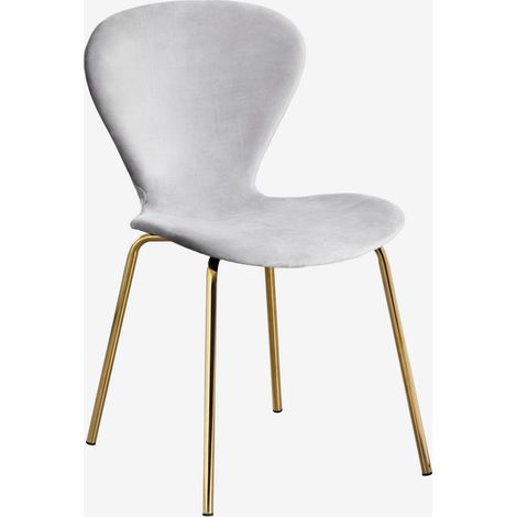 SKLUM 2er Set stapelbare Esszimmerstühle aus Samt Uit Helles Grau Gold (1/5)