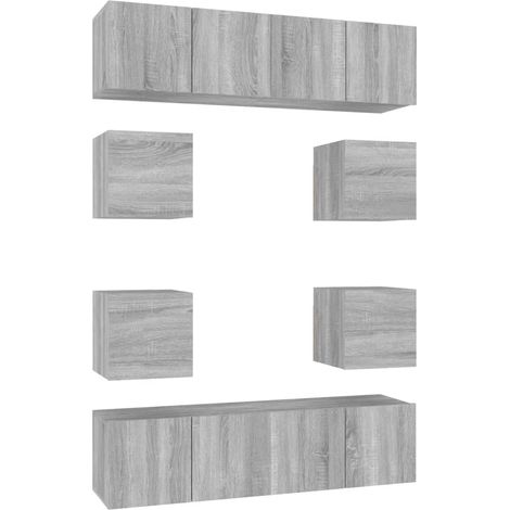 Maison Exclusive - 8-tlg. TV-Schrank-Set Grau Sonoma Holzwerkstof