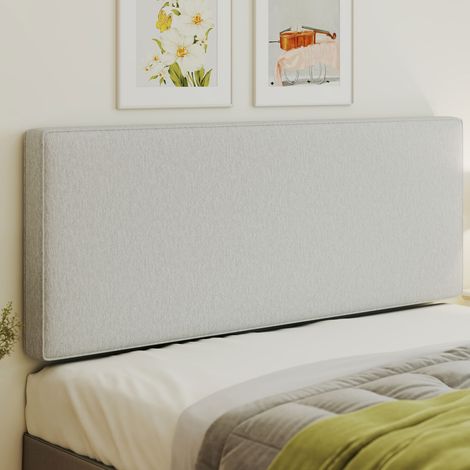 Tête de lit murale en lin. 140 x 60 cm. tête de lit suspendue rembourrée pour chambre à coucher. crème