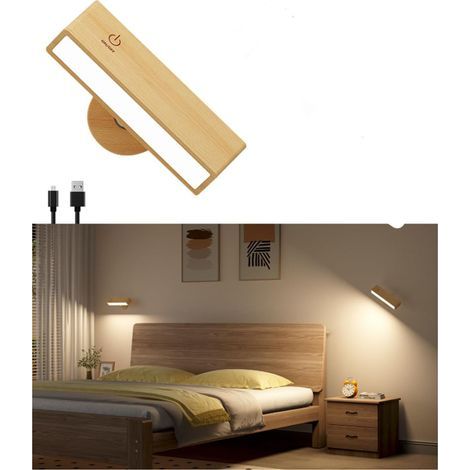 Kabellose Wandleuchte, wiederaufladbare kabellose Wandlampe, batteriebetriebene, stufenlos dimmbare Wandleuchte, berührungsempfindliche Nachttischlampe fürs Schlafzimmer (1/5)
