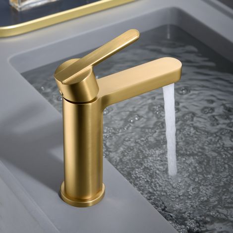 Imex - Grifo Monomando Lavabo Caño Bajo Oro Serie Roma (1/4)