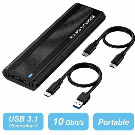 Boîtier SSD M.2 NVME USB C 3.1 Gen 2 10Gbps - Alliage d'aluminium - Noir (1/4)