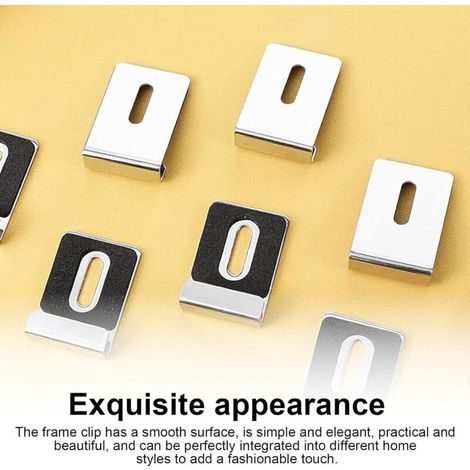Carré Support Miroir, 8 Pièces Argent Mirror Clips, Acier Inoxydable en Forme de U Kit Fixation Miroir, avec Vis et Tube D'expansion pour Cadres Photo, Miroirs, Panneaux D'affichage (1/3)