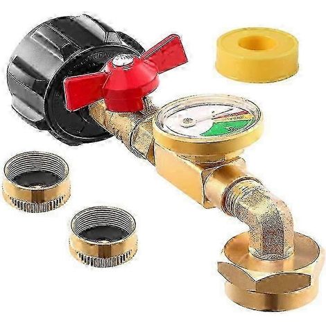 Adaptateur coudé de gonflage au propane QCC1 avec manomètre pour réservoir de propane, adaptateur de pression de gonflage à 90 degrés (1/5)
