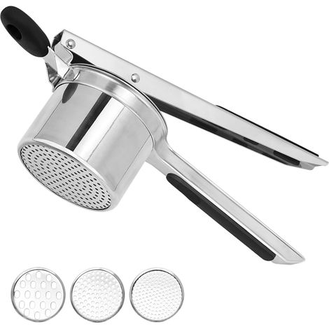 Grand presse-purée en acier inoxydable, presse-purée de cuisine . (1/5)