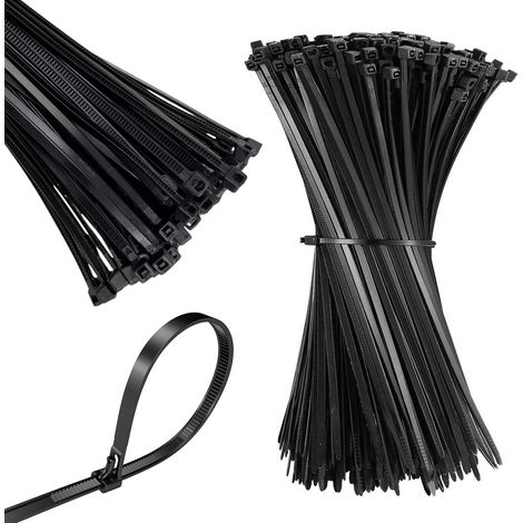 500 Pièces Serre-Câbles Noirs,Autobloquant Collier Serrage Plastique 250mm × 2.8mm,Autobloquant Serre-Câbles Résistant À La Chaleur et Aux UV,Collier de Serrage Noir,Zip Ties pour Cable Management (1/5)
