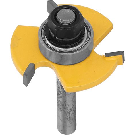 Jeu de fraises à rainurer et languette en forme de T pour le travail du bois, queue de 6,35 mm (1/4 pouce), 3 dents (1/5)