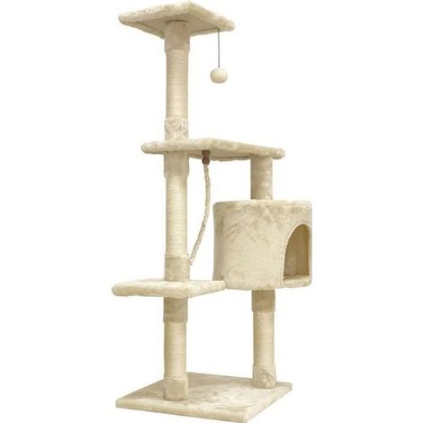 PALOMA Beige cat tree 40 x 40 x 114cm - 3 platforms. 1 rope. 1 niche. scratching posts (1/4)