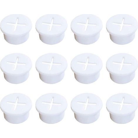 Set mit 12 Kabeldurchführungen für Büromöbel, Kabelorganisatoren für Zuhause – 2,40 x 2,40 x 1,20 cm – Weiß (1/4)