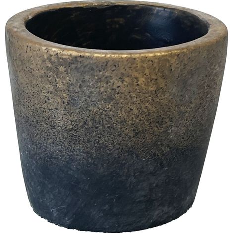 Cache-pot de fleurs en ciment gris et or – Dimensions : hauteur 6.8 cm, diamètre 7.9 cm – Disponible en 7 tailles – Zen Et Ethnique (1/2)