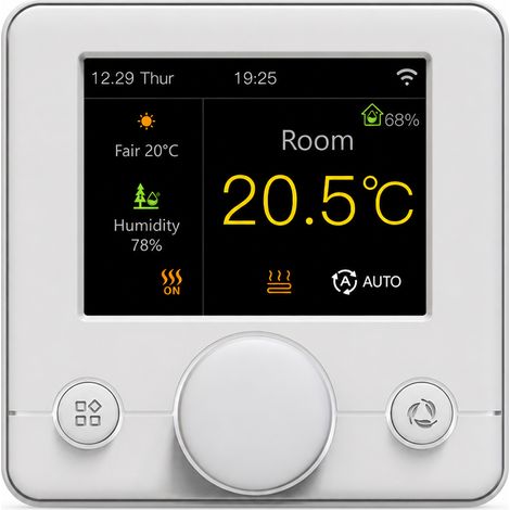 Thermostat Intelligent WiFi Tuya pour Chauffage au Sol Hydraulique, Écran Couleur, 3A, Blanc R7C.703 (1/5)
