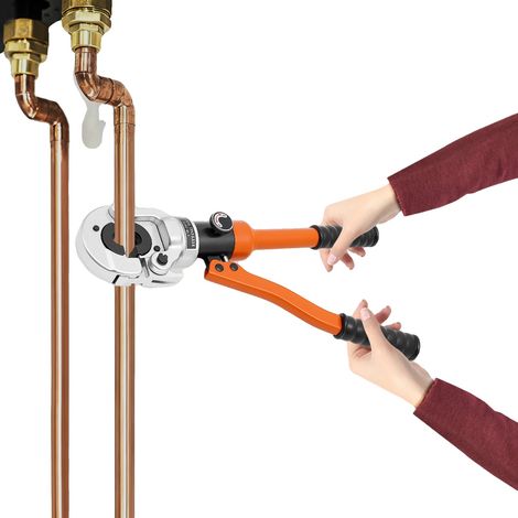 Pince à sertir, hydraulique, tête rotative à 360°, Orange (1/5)