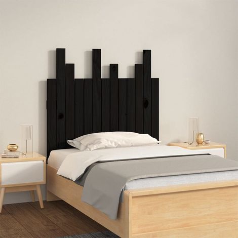 vidaXL Cabecero de cama pared madera maciza pino negro 82,5x3x80 cm (1/5)