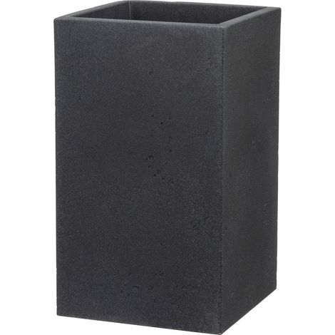 Scheurich C-Cube High 48, Hochgefäß/Blumentopf/Pflanzkübel, quadratisch,  aus Kunststoff Farbe: Stony Black, 28 cm Durchmesser, 47,7 cm hoch, 11 l Vol. (1/5)
