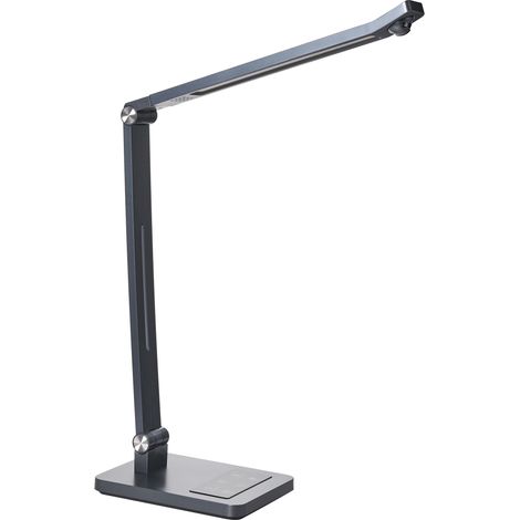 Lampada da scrivania a LED sintetico Braccio regolabile Paralume rotante Dimmer Sensore di movimento 3 colori Casa Ufficio Grigio Lepus