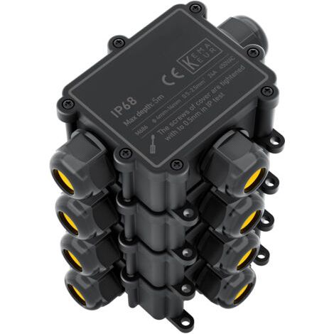 Boîte de dérivation étanche IP68 - Etanche Boîte de Jonction - Boîtier de raccordement électrique 3 voies pour câble de 4-14mm - Connecteurs de Câbles Étanches,Parfait pour câble extérieur,Noir(4pcs) (1/5)