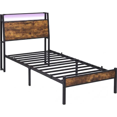 Levede Single Bed Frame Platform Storage Headboard Charging Station LED Lights (1/5)