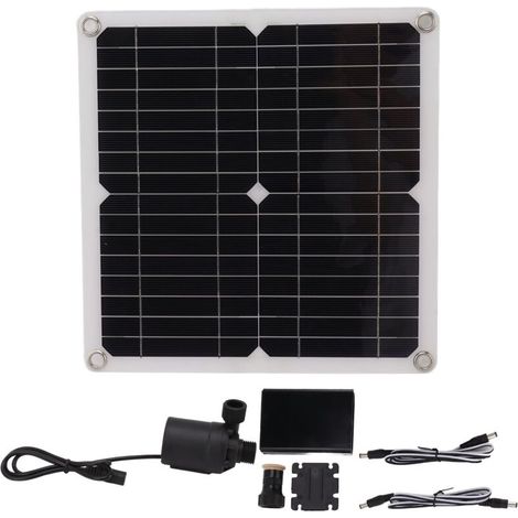 SJLERST Kit de pompe à eau solaire, fontaine d'eau, pompe d'irrigation de fleurs, DC12V 22W avec panneau solaire 100W