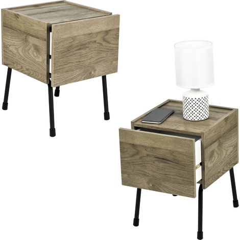 Iris Ohyama, Regal/Kleines AufbewahrungsmÃ¶bel, Set mit 2 BeistellmÃ¶beln, Design, Solide, Modern, BÃ¼ro, Haus - IWST-300 - Aschbraun