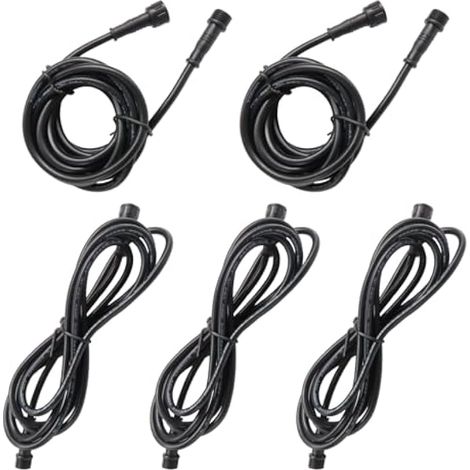 Câble de rallonge pour lumières de terrasse, 2M, câble de rallonge pour guirlandes de Noël, 5 broches pour lumières LED de terrasse extérieure RGBW, compatible avec dispositifs LED basse tension, lot