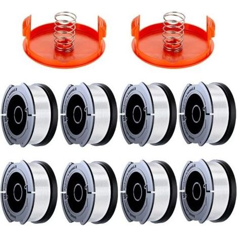 10 Pack Bobine Fil Coupe Bordure Compatible avec Black et Decker Coupe Bordures, A6481 A6485 1.65mm Bobine de Fil Debroussailleuse(8 Fil Coupe Bordure,2 Couvercle,2 Ressort) (1/5)