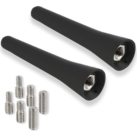 2PCS 6.5cm Mini Antenne Voiture Courte, Universelle FM/AM, Mini Antenne de Toit avec 6 Vis Adaptateurs M4/M5/M6, Remplacement Antenne Auto Résistante en Caoutchouc et Métal, Installation Facile (1/5)