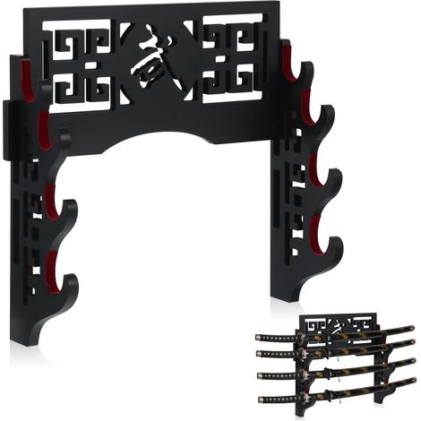 Support mural pour sabre de samouraï, présentoir pour sabre de samouraï, support suspendu pour sabre de samouraï, série japonaise et saki, cadeau d'anniversaire pour homme (4 niveaux) (1/5)