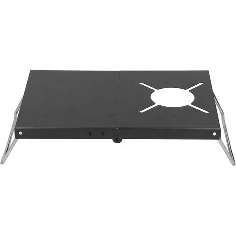 Support de réchaud d'extérieur coupe-vent en acier inoxydable, pliable, noir. (1/5)