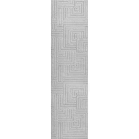 Runner Rug Grey Jacquard 80 x 300 cm Low Pile Rectangular Shape Living Room Polyester Backing Modern TAMIREL (1/5)
